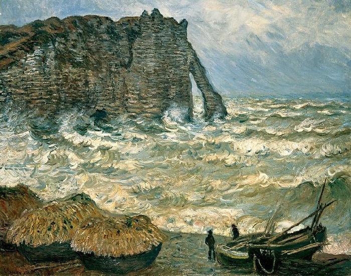 Claude Monet Stormy Sea in etretat Spain oil painting art